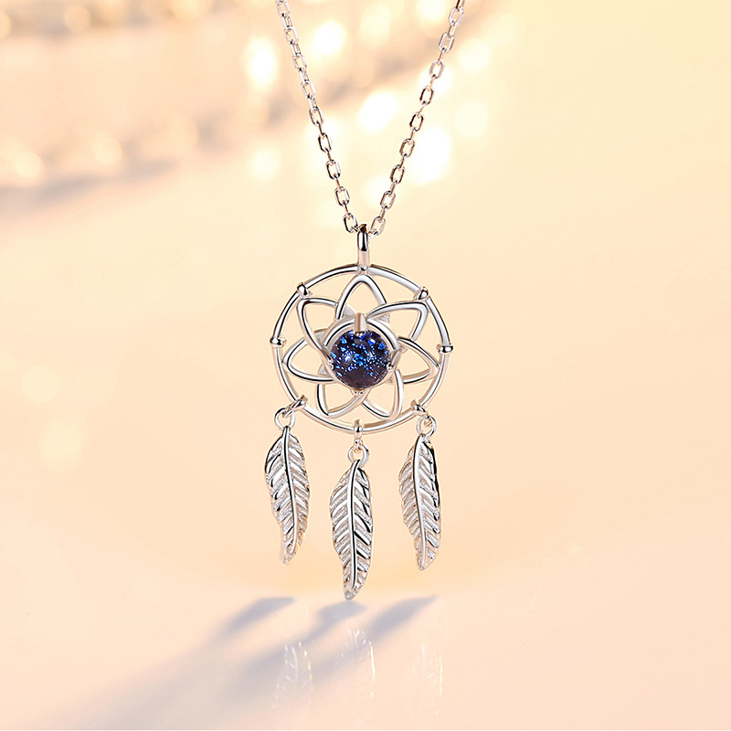 网红星空s925纯银捕梦网六芒星形项链吊坠小众简约设计锁骨链女