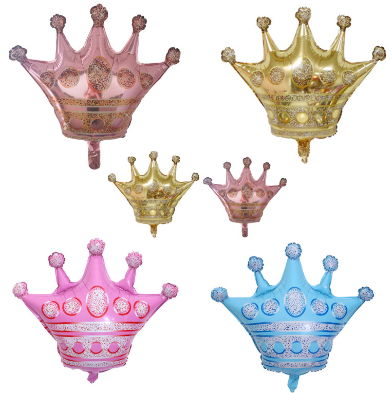 新款金色皇冠铝箔气球宝宝生日派对飘空布置装饰皇冠铝膜气球批发