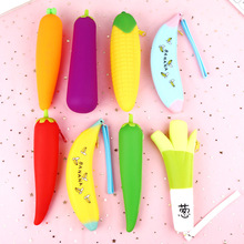 蔬菜硅胶笔袋创意水果学生多功能文具袋笔盒塑料大号儿童批发笔包