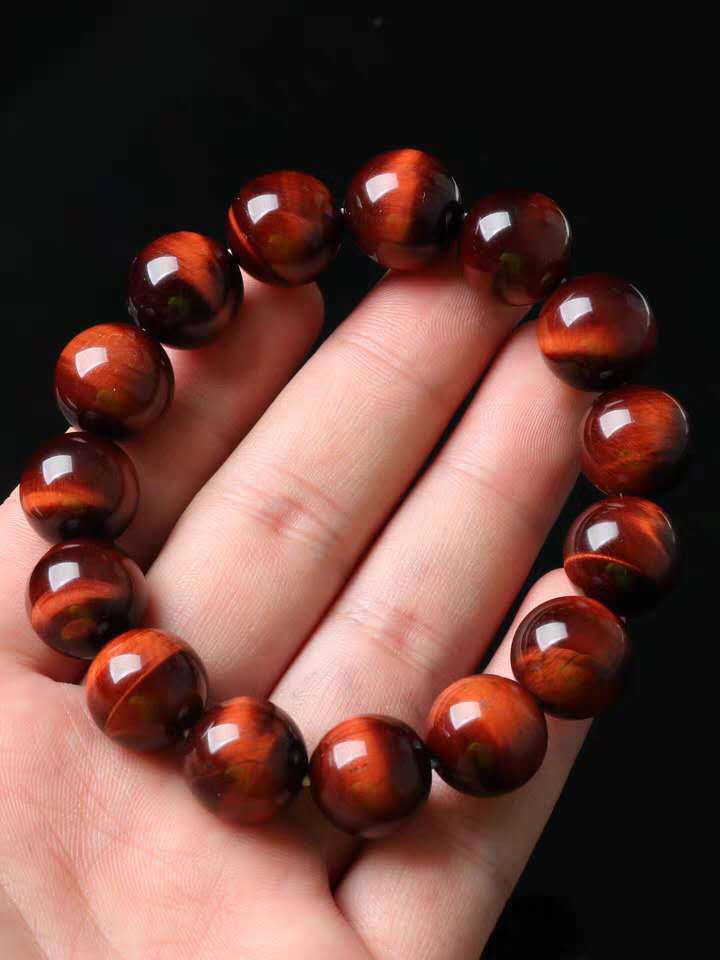批发红虎眼石手链 红虎睛石手串10-18mm 男女款宝玉石手链批发