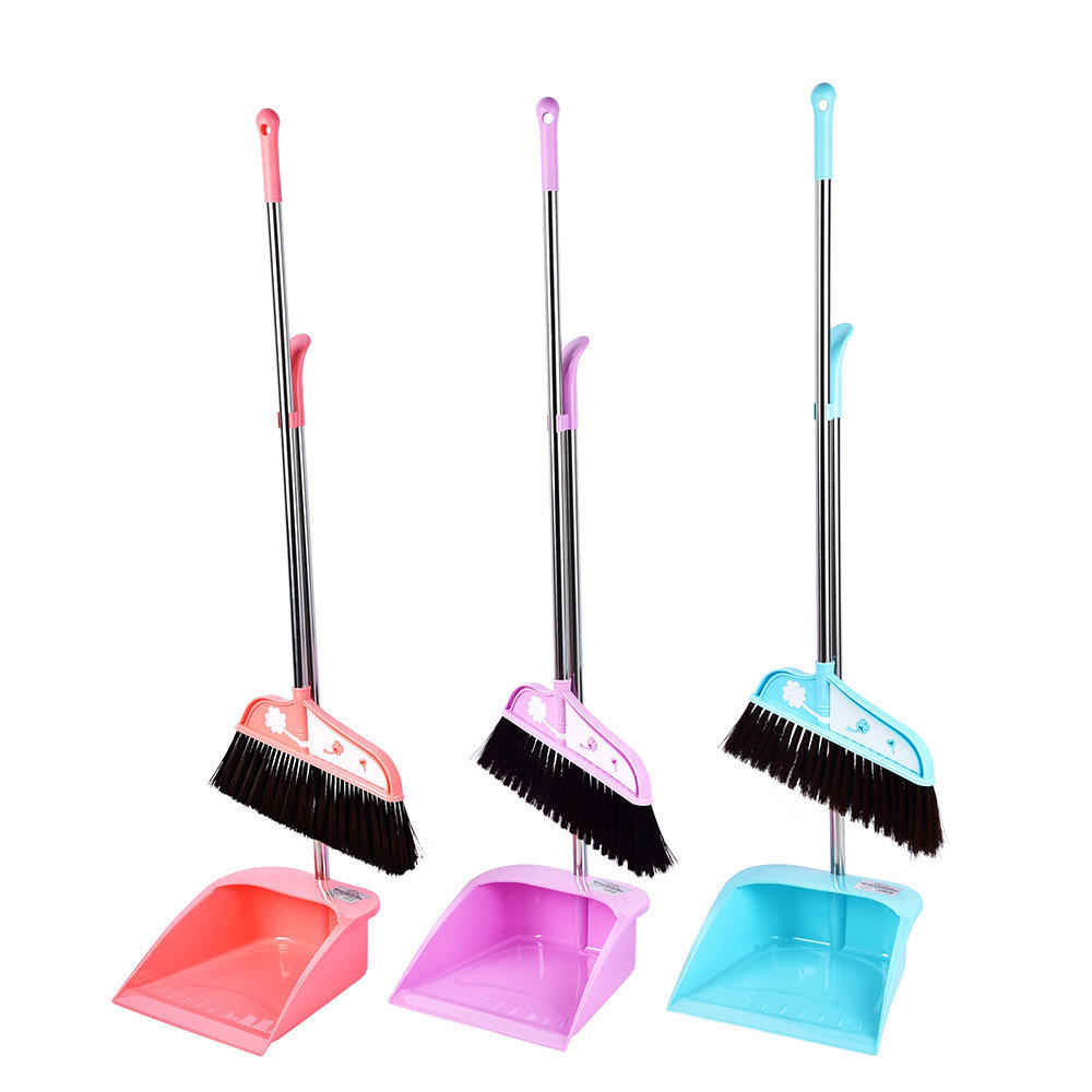 宜佰家清洁塑料扫把簸箕套装组合客厅卫生间软毛不粘头发扫把批发