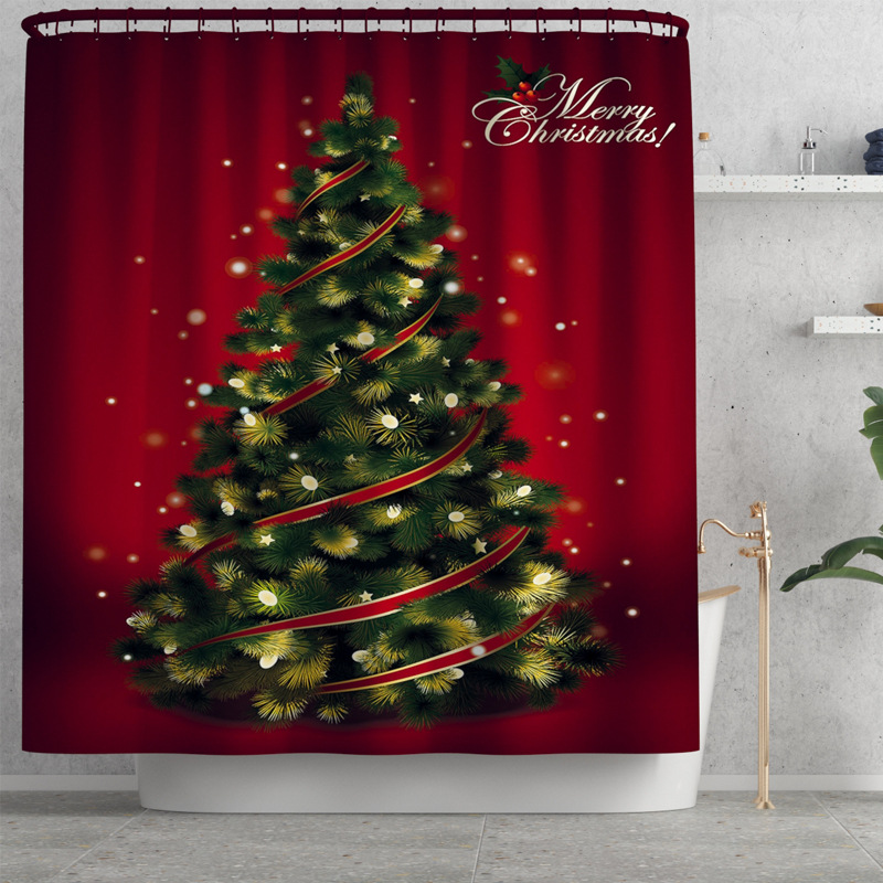 New Waterproof Shower Curtain Christmas Tree Toilet Set Thickened Mildew-Proof E-Commerce Dedicated for Christmas Tree Mat