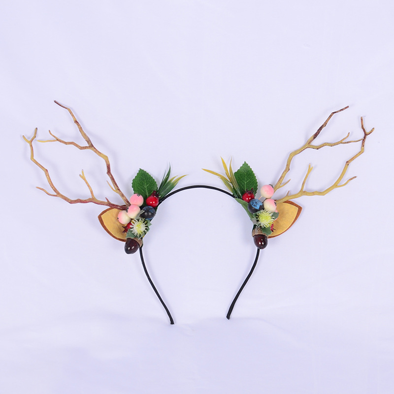 圣诞节发箍森系鹿角发带树枝长角麋鹿可爱成人儿童派对摄影头箍女
