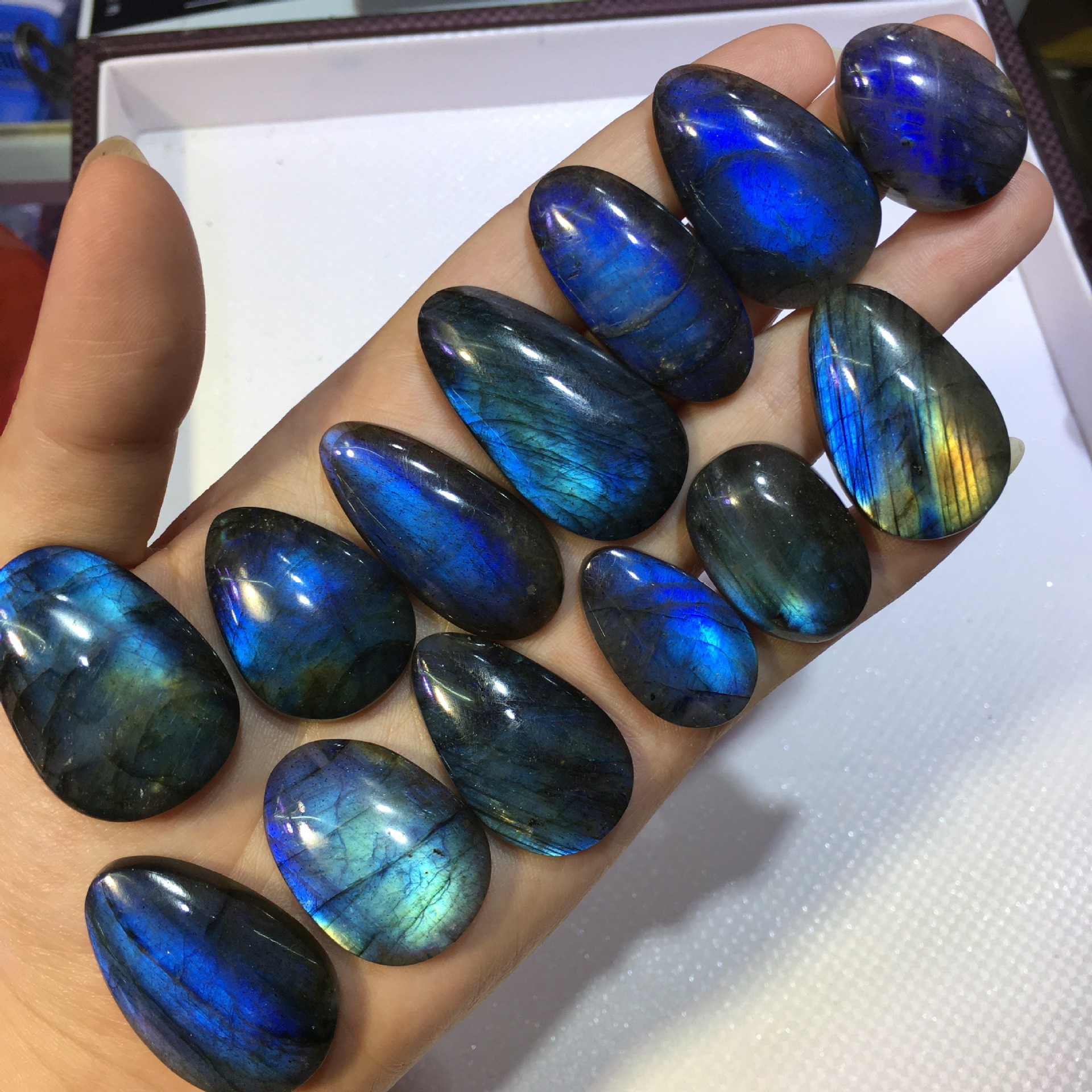 天然拉长石裸石吊坠手工镶嵌美货裸石拉长石各种形状吊坠批发