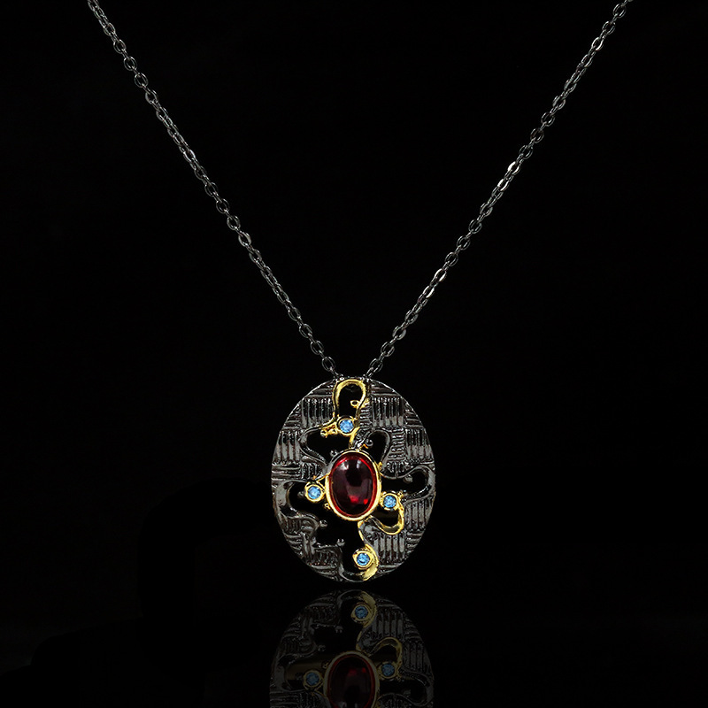 外贸爆款时尚个性绕线复古花纹线条 分金双色项链 wish亚马逊ebay