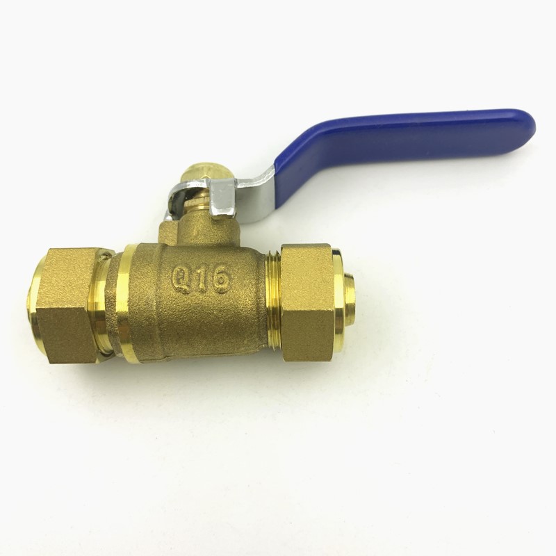 供应加厚铝塑管球阀1216双卡式铝塑管铜阀门4分管道开关批发