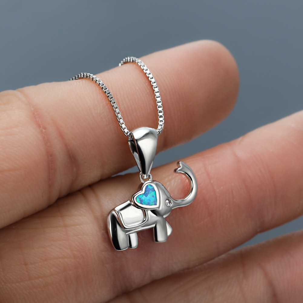 艾儿摩莎新款白金澳宝大象项链女可爱卡通小象情侣项饰锁骨链