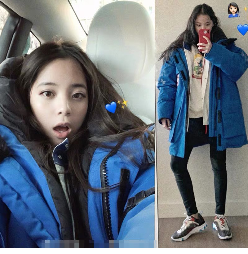 欧阳娜娜大鹅工装羽绒服加厚羽绒服大码派克工装外套