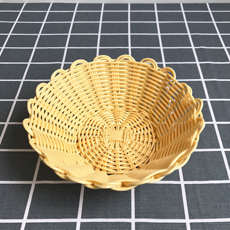 Pp Rattan Woven Fruit and Vegetable Storage Basket Candy Snack Home Sundries Storage Basket Decoration Basket Wholesale