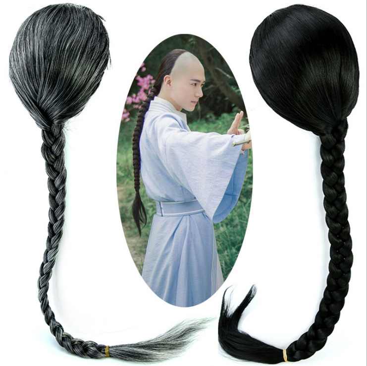 清代拍摄假发清代假辫子清朝男士辫子头套孔乙己男士整顶头套假发