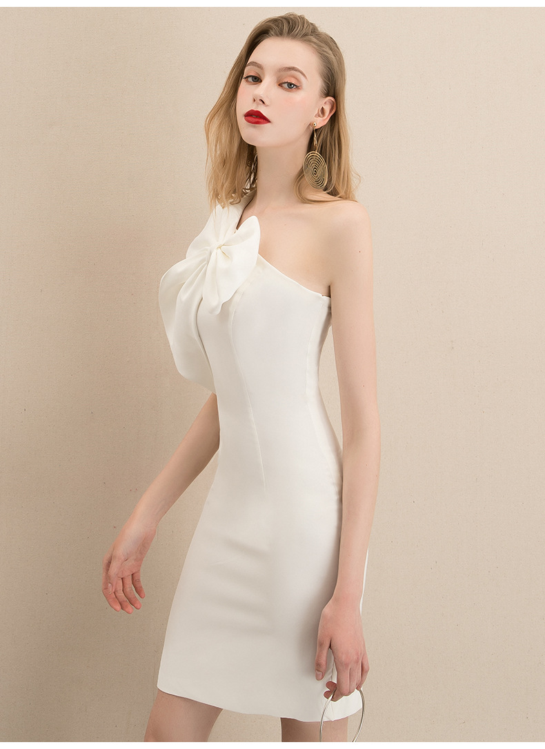 高级质感小晚礼服女2020新款性感白色短款轻奢生日连衣裙平时可穿