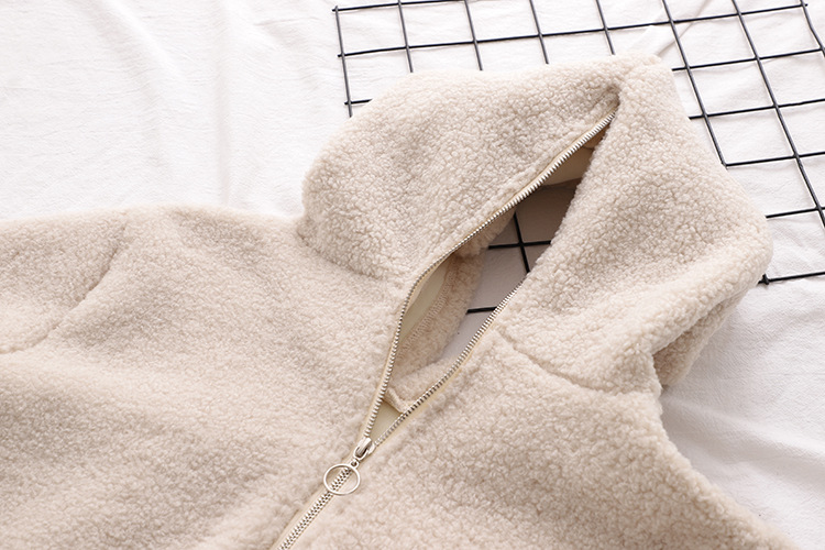 韩版羊羔绒摇粒绒拉链连帽卡通熊宽松前后两穿外套长袖潮11612