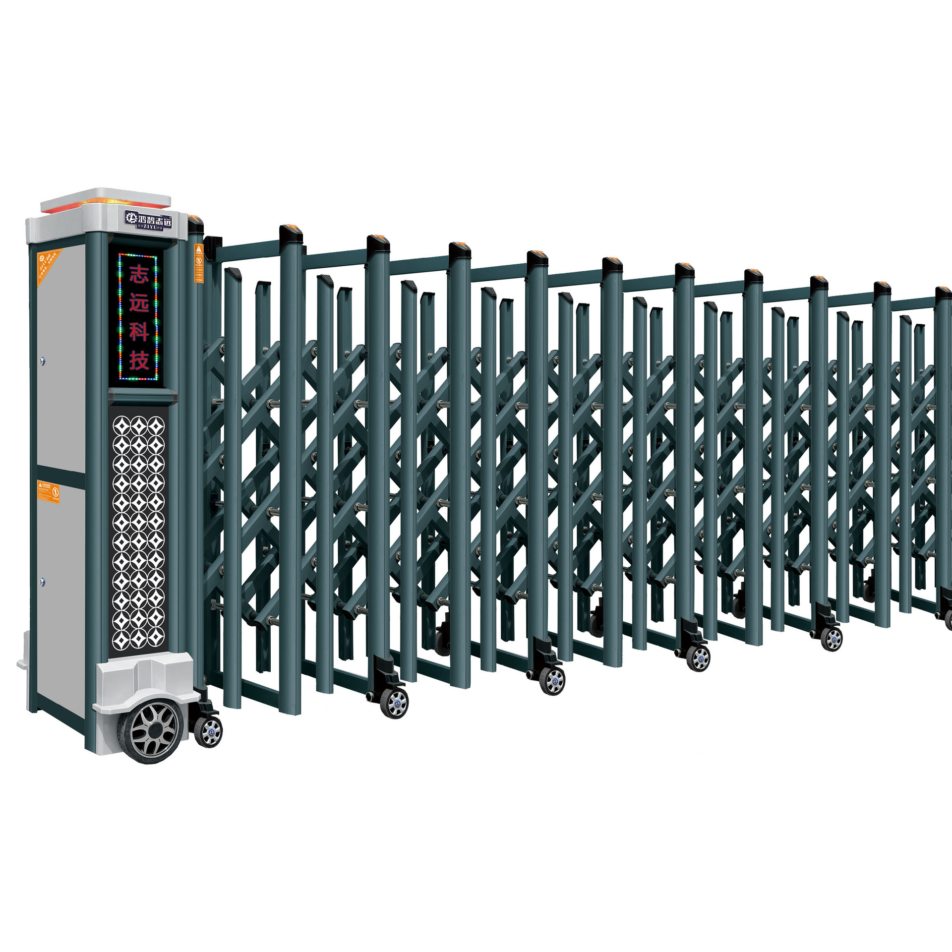 铝合金折叠电动伸缩门工厂大门小区别墅庭院防护伸缩门学校伸缩门