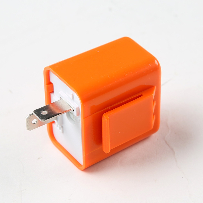 12v二脚可调摩托车闪光器橙色外壳led灯闪光器50次-200次每分钟