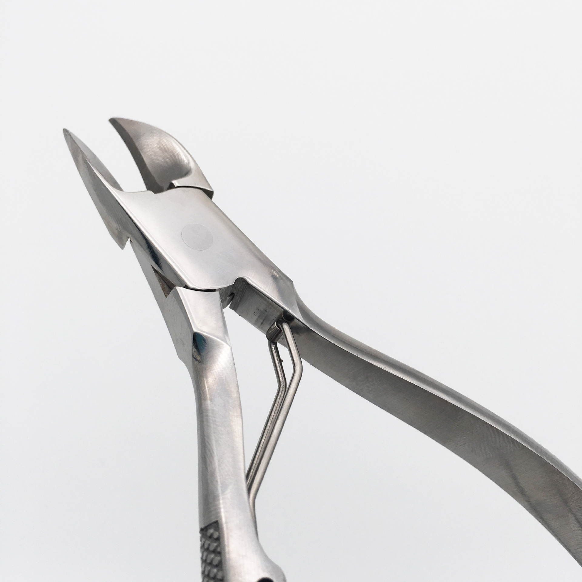 美甲银色格纹单弹簧鹰嘴钳 不锈钢甲沟嵌甲钳 迷你修甲剪指甲剪