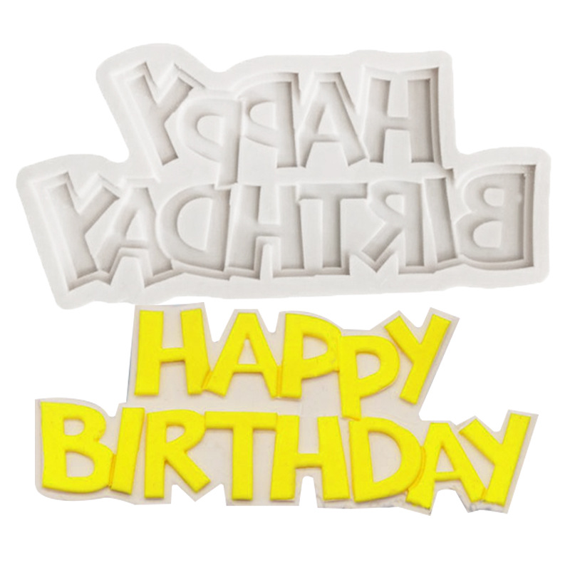大写生日快乐英文happybirthday硅胶模具diy巧克力蛋糕装饰