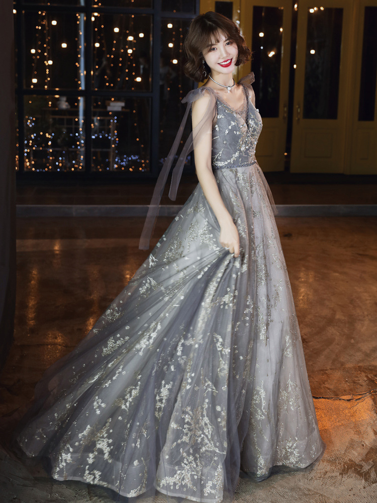 宴会晚礼服2022新款长款年会性感晚宴吊带主持人气质礼服裙女