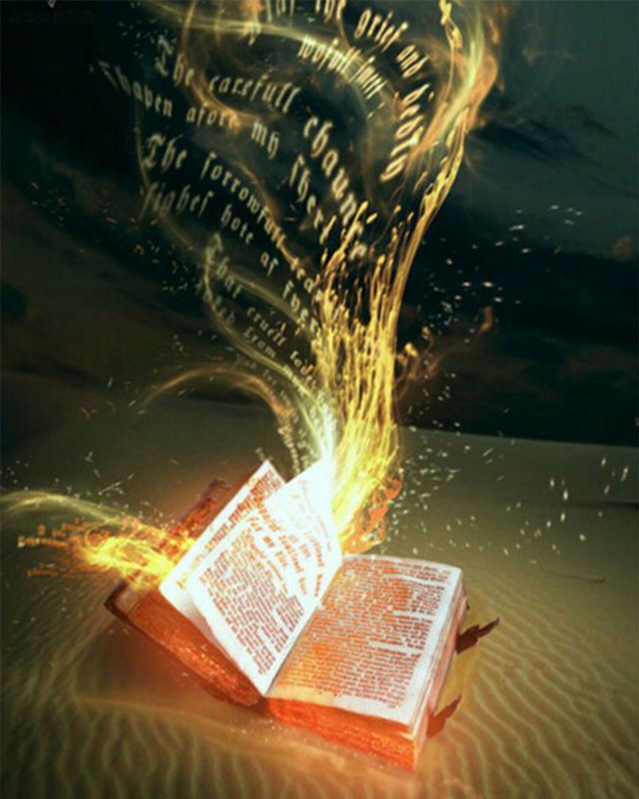 魔法书经书咒语英文字书本钻石画