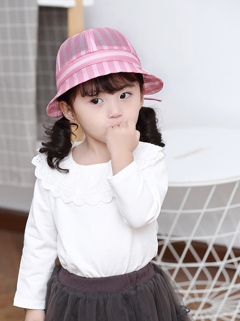 酷酷基儿童夏季新款网条子帽子男女童纯色防晒遮阳网帽宝宝渔夫帽