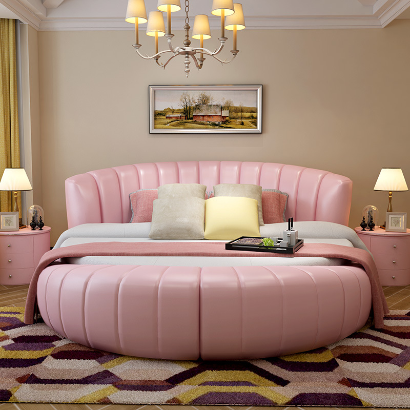圆床双人床酒店欧式公主床现代简约大小户型主卧圆形情侣婚床