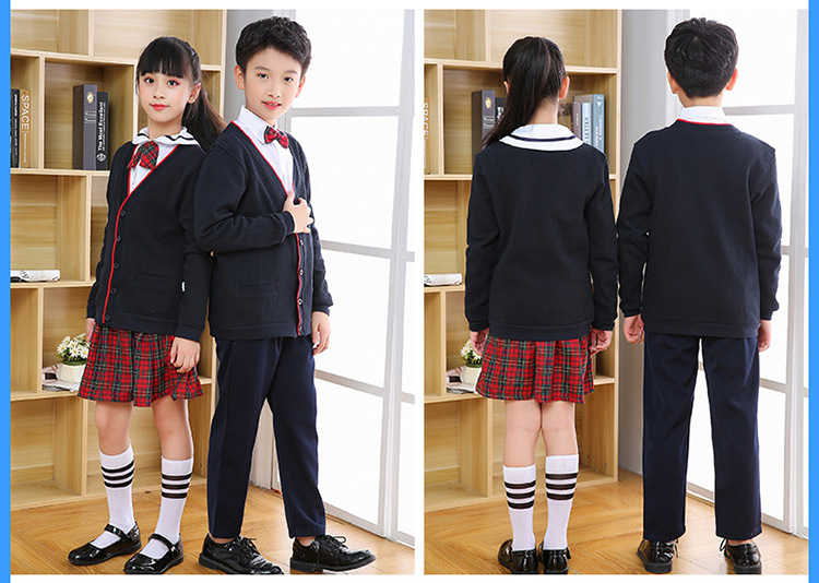 深圳市小学生冬礼服五件套深圳校服马夹长袖衬衣男女裙子校服