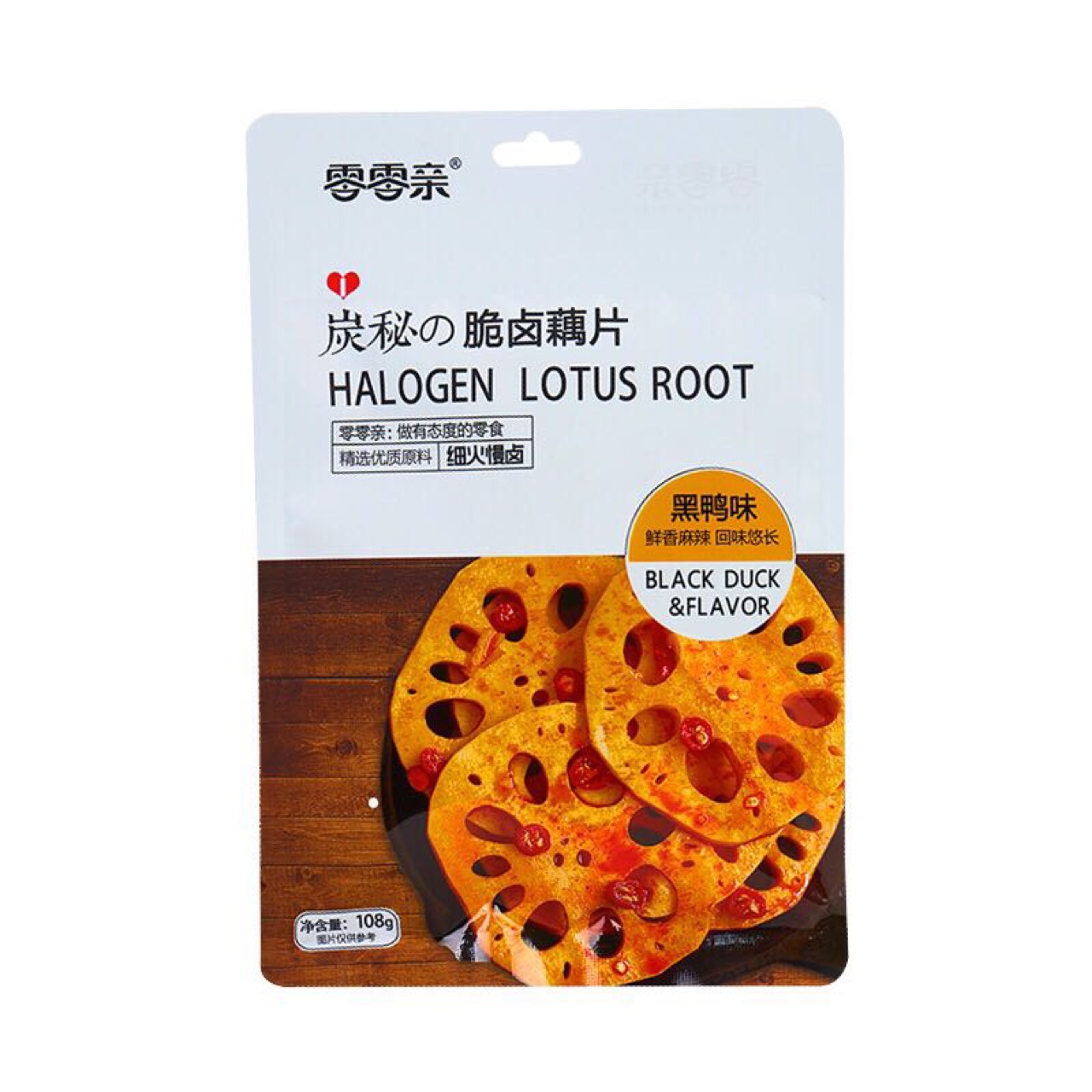 网红湖南零食零零亲碳秘脆卤藕片108g*50袋/箱v0.034方g6.69kg