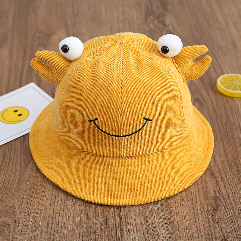 2020新款灯芯绒螃蟹帽子秋冬新款儿童渔夫帽防风保暖幼儿宝宝帽子