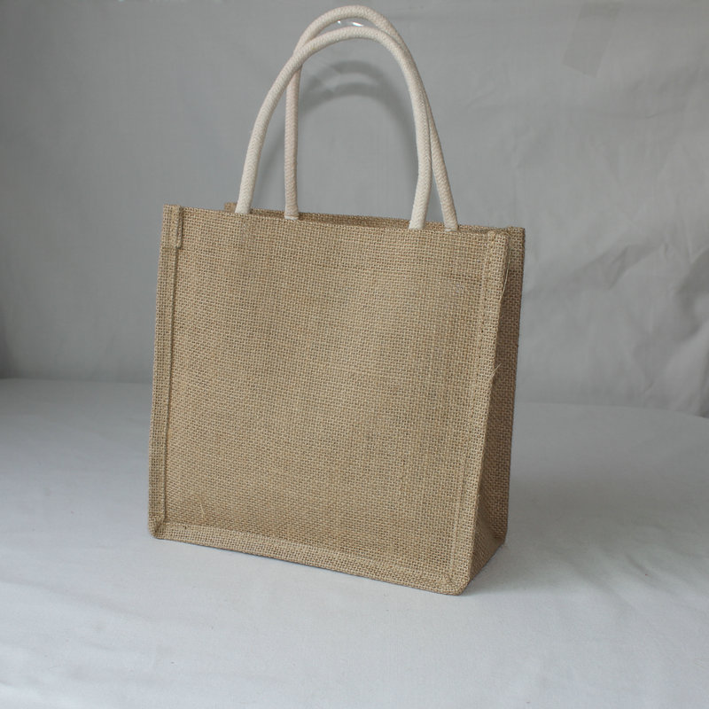 复古棉麻布手提袋 覆膜麻布购物袋 黄麻亚麻布手提包 定制logo