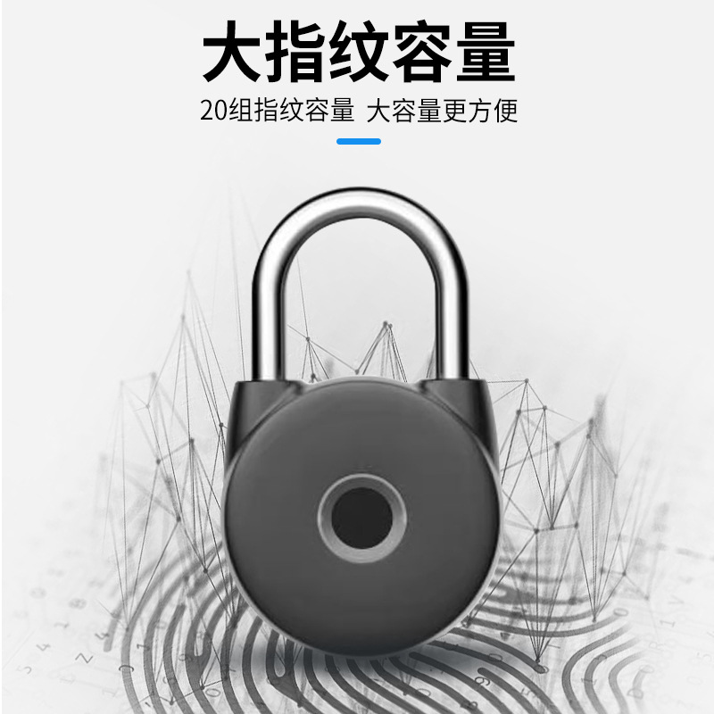 Intelligent Fingerprint Padlock Locker Warehouse Dormitory Cabinet Door Lock Portable Home Automatic Anti-Theft Fingerprint Lock