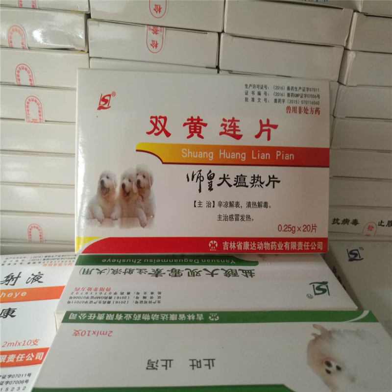 宠物犬猫师皇犬瘟热片双黄连片支气管流感呕吐腹泻兽药正品