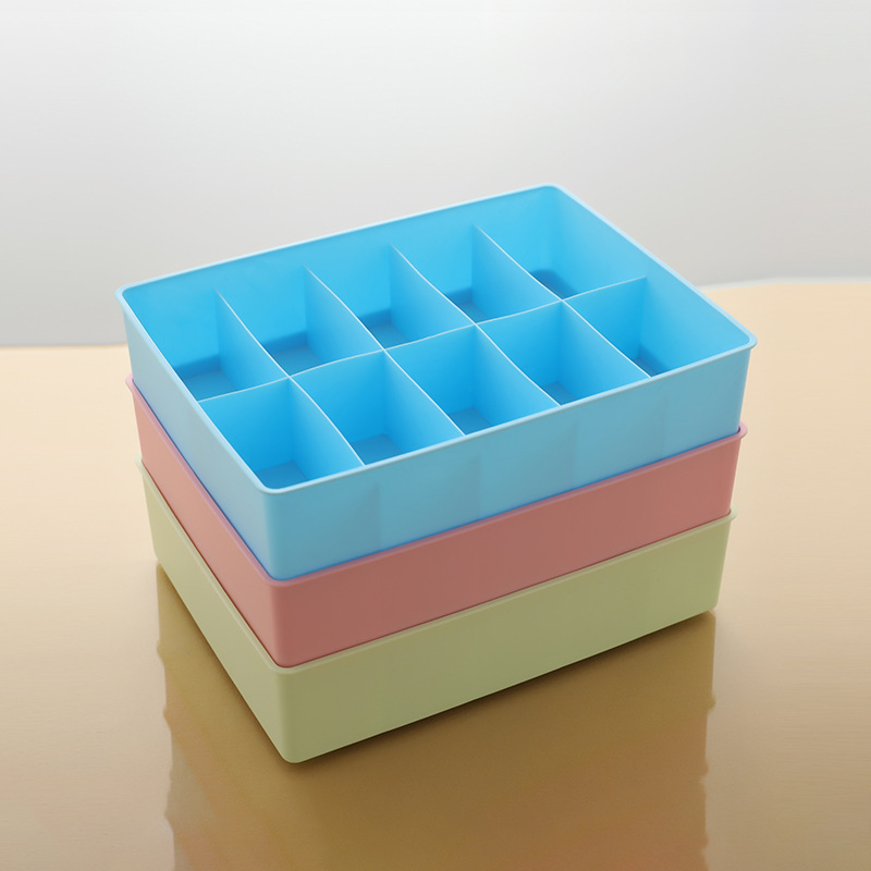 家用可叠加内裤10格塑料收纳盒无盖固定格子抽屉整理内衣盒