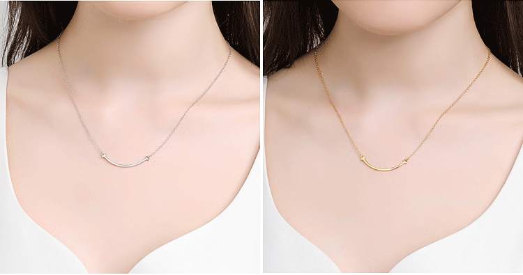 tf家蒂家提夫尼高版本一比一大小号微笑项链迷你笑脸吊坠女锁骨链