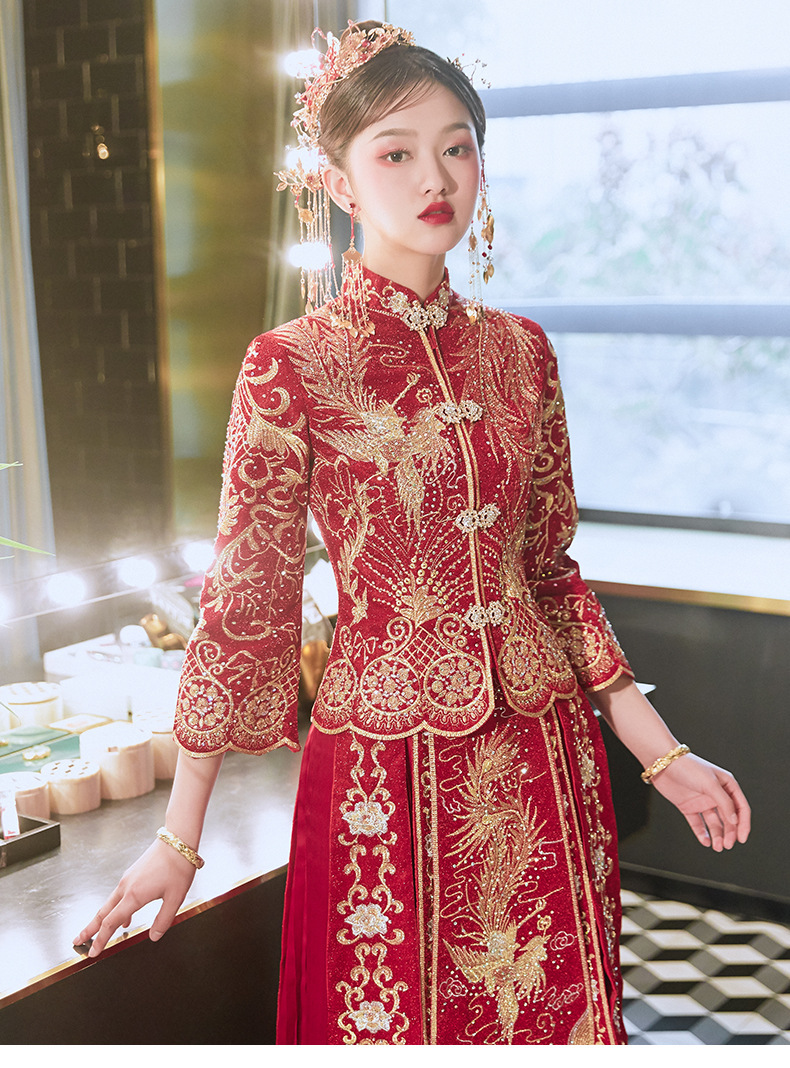 秀禾服2021夏季新款敬酒服中式婚纱礼服结婚新娘出阁服凤冠霞帔女