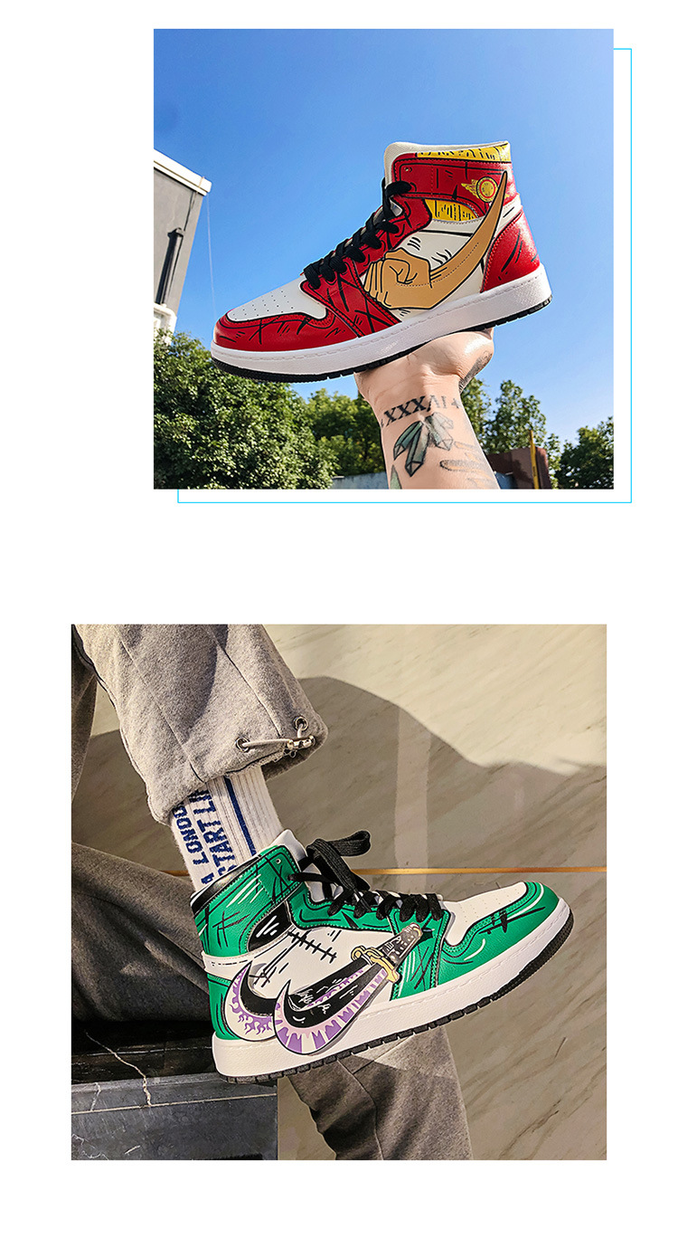 鞋子男动漫联名aj高帮板鞋2020年秋季新款海贼王索隆潮流百搭潮鞋