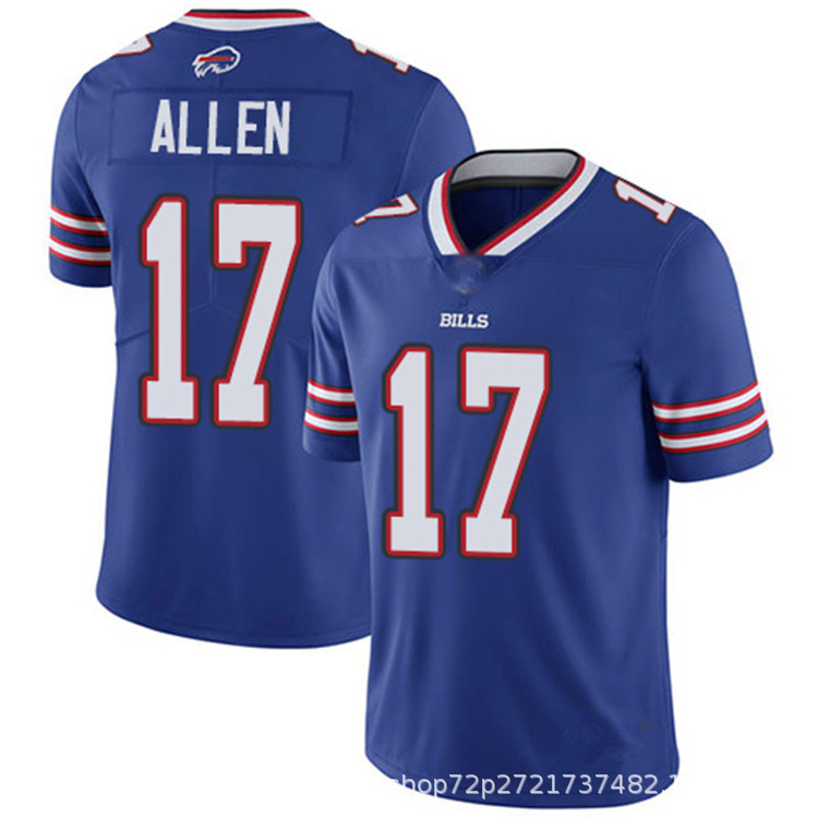 球衣比尔17#allen蓝色白色红色橄榄球衣服刺绣传奇版男装