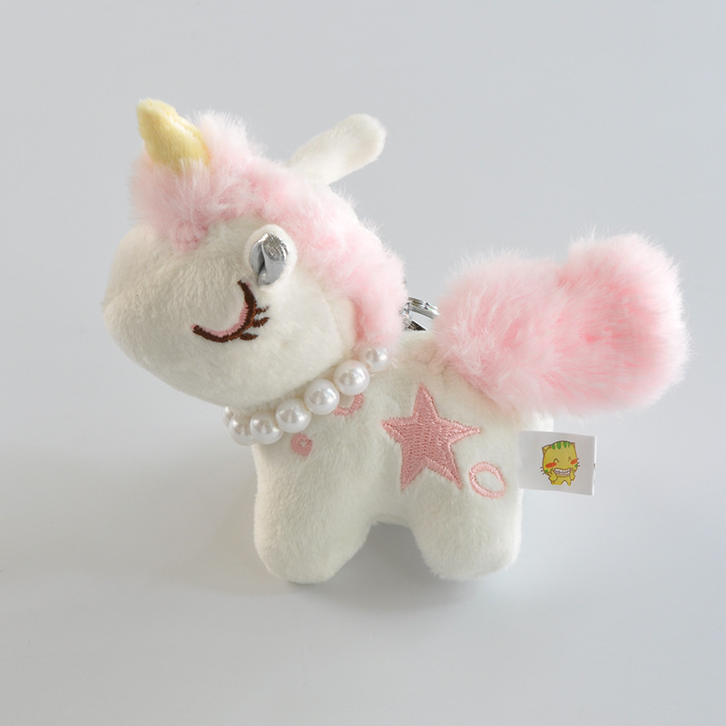 INS Doll Origin Supply Pink Girl Heart Pearl Unicorn Plush Toy Key Chain Pendant Wholesale