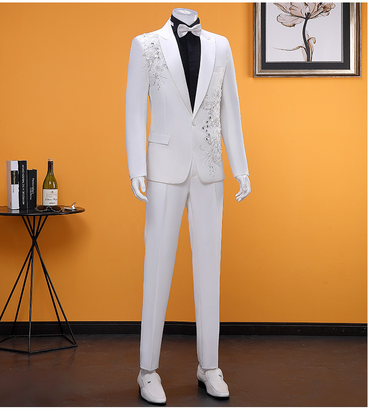 艺考男西装套装歌手主持人表演主持礼服帅气西服男士合唱团演出服