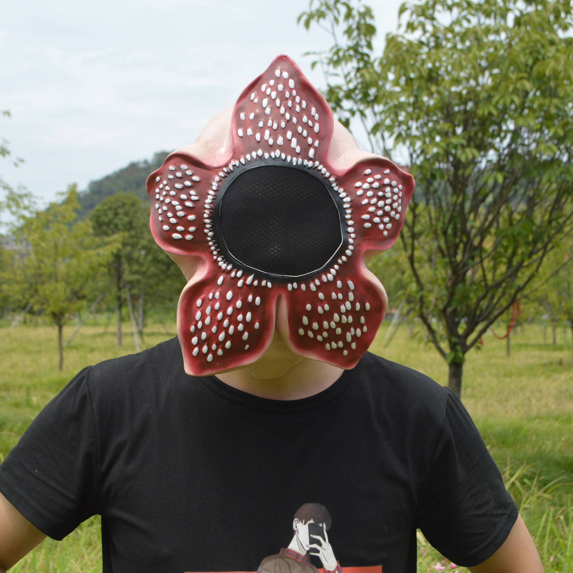 外贸出口食人花恐怖面具全脸吓人乳胶头套cosplay万圣节装扮道具