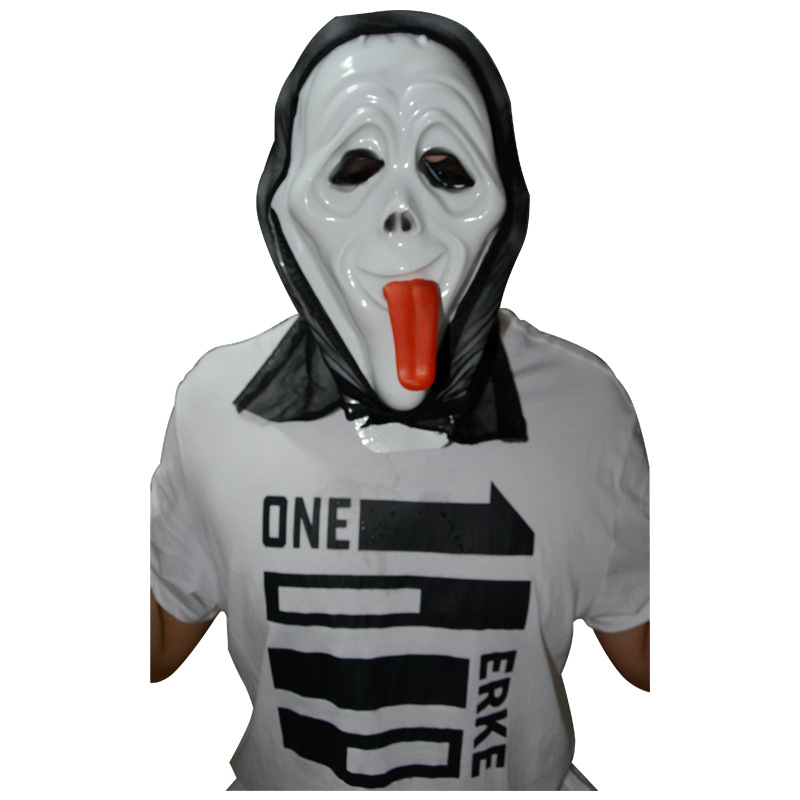 万圣节恐怖面具长脸带舌头面具鬼节搞怪恐怖尖叫面具单片巫婆面具