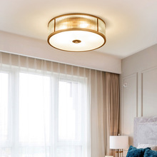 美式全铜水晶吸顶灯 创意个性卧室LED吸顶灯灯简欧餐厅灯书房灯具