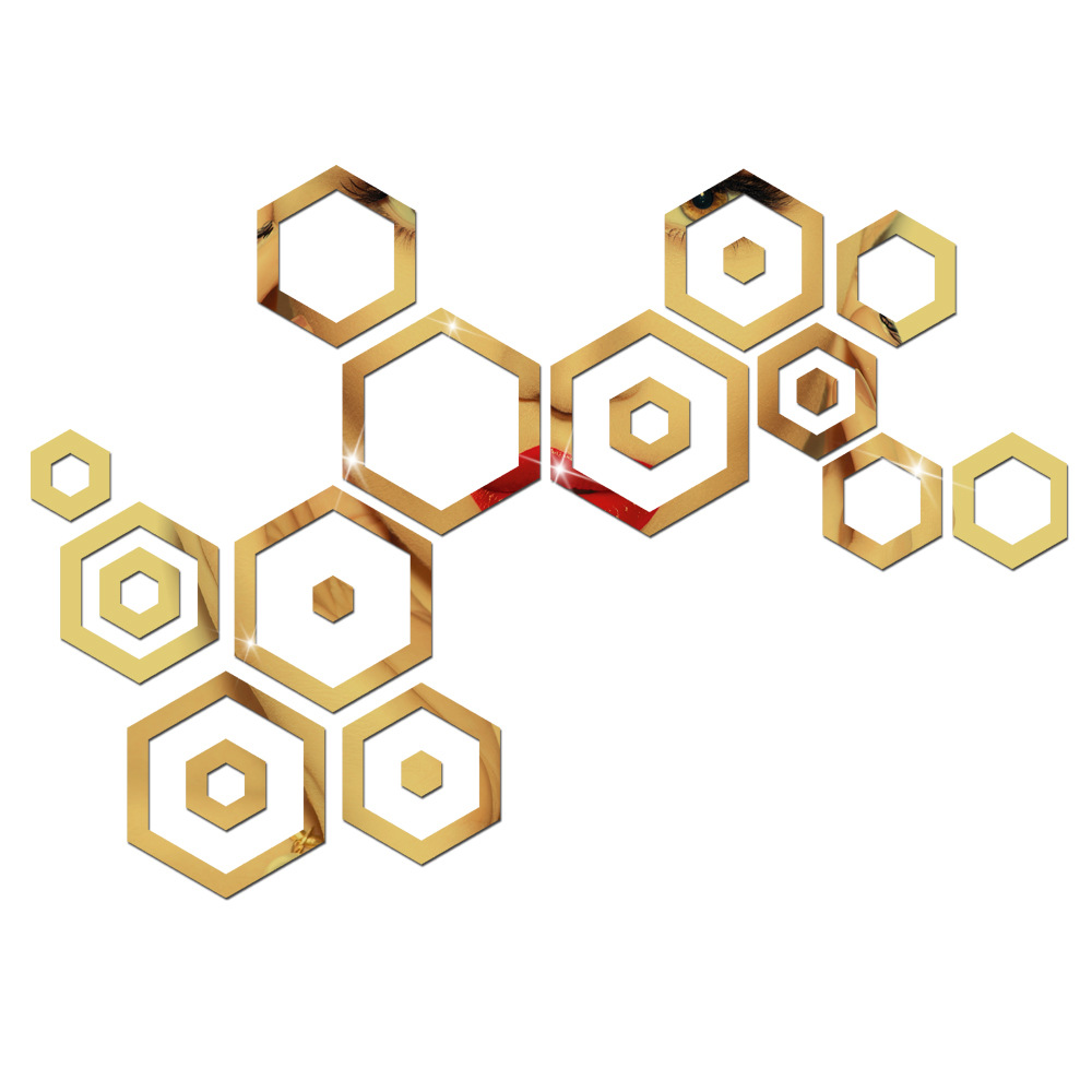 jm614六边形diy镜面组合亚克力墙贴儿童房幼儿园家居装饰.自粘