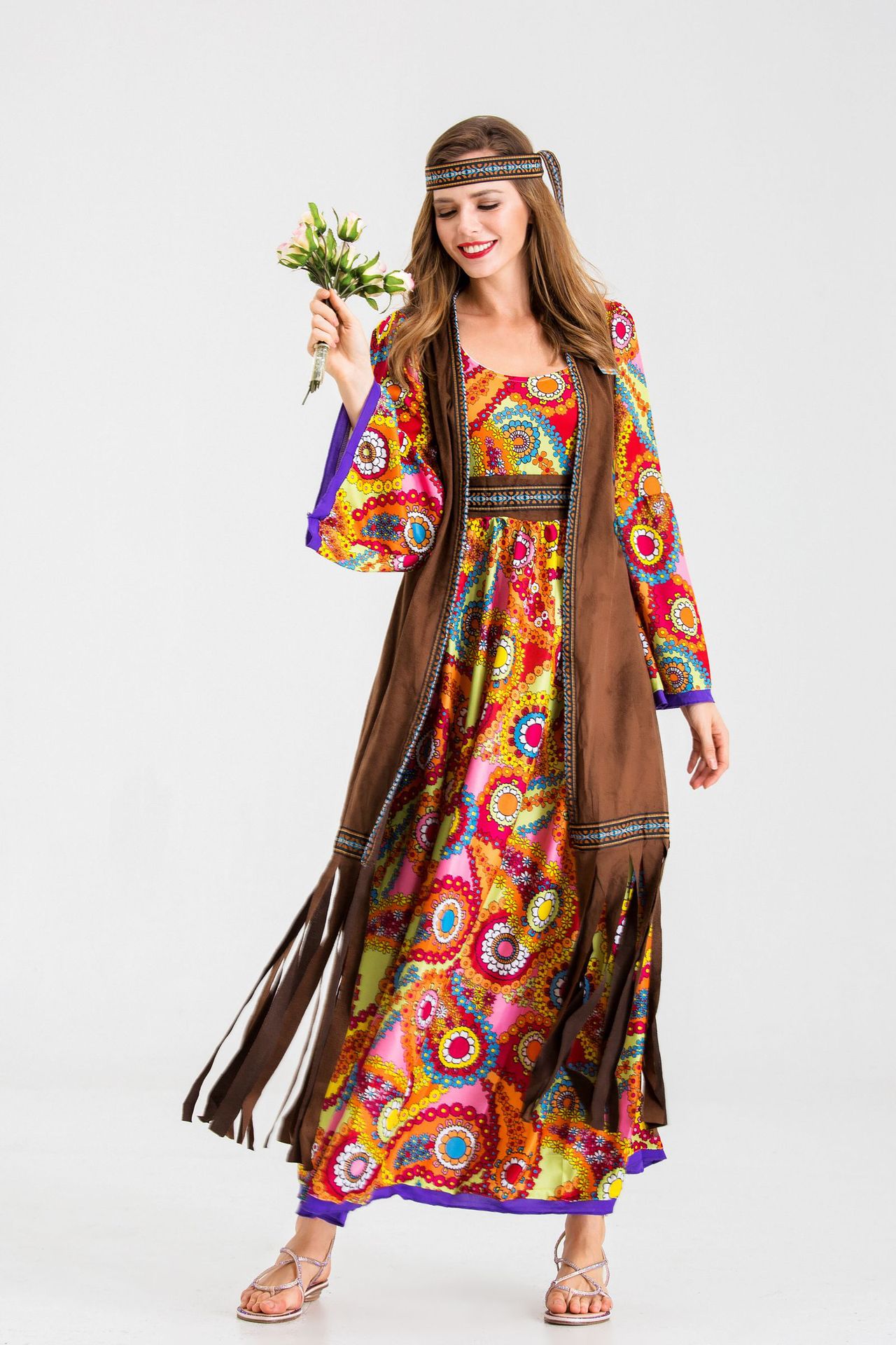 万圣节原始部落女神复古70年代迪斯科嬉皮士hippie costume演出服