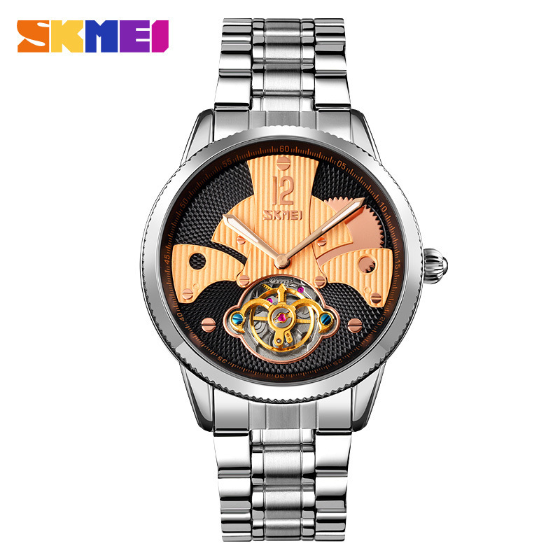 时刻美机械单折叠按制扣休闲男透底中国洋葱头表冠指针男士机械表