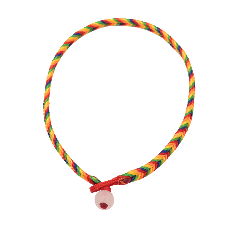 Simple Single Bead Phoenix Tail Colorful Rope Bracelet Dragon Boat Festival Diy Bracelet Woven Hand Strap Live Supply Stall Small Gift