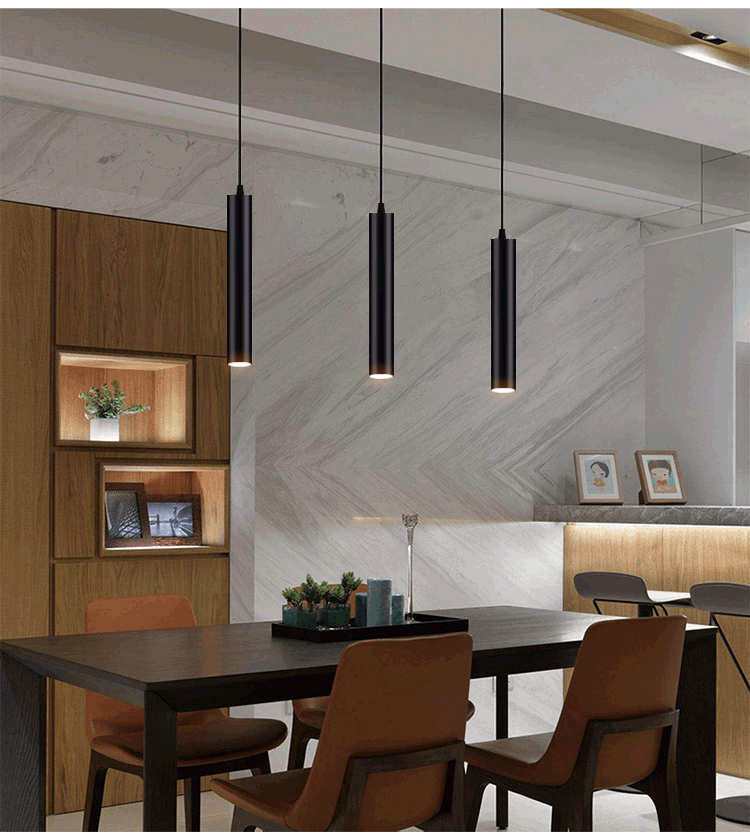 明装射灯吊线筒灯吧台前台火锅店餐厅吊灯长条工业风圆柱形长筒灯