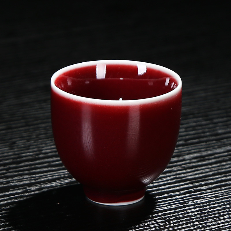 郎窑红釉主人杯手工陶瓷茶杯大容量品茗杯功夫茶具单杯窑变个人杯