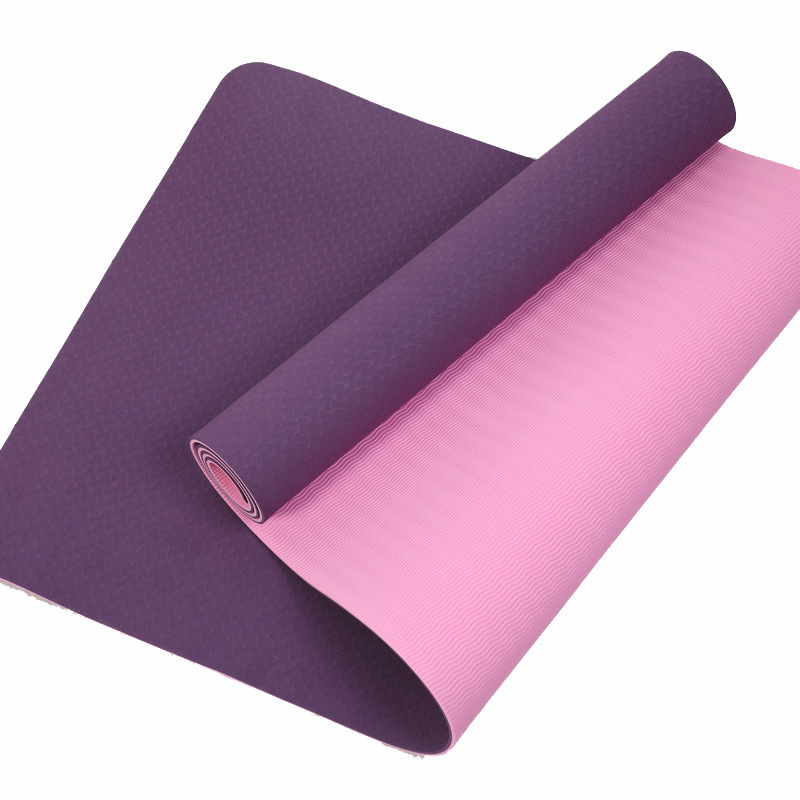 Tpe Double-Layer Two-Color Yoga Mat Body Line Thickened 8mm Widened 61/80cm Gymnastic Mat Wholesale Support Logo