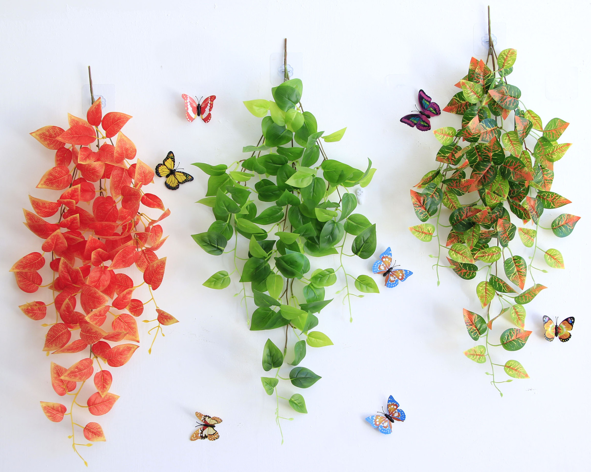 仿真绿萝客厅挂墙绿植壁挂植物装饰垂吊假花吊兰塑料绿叶工程批发