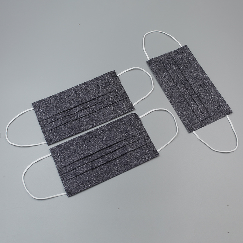 现货批发水刺布牛仔色mask彩色印花含熔喷成人一次性三层防护口罩