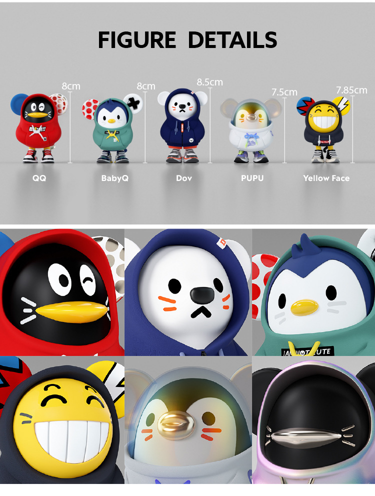 qq公仔企鹅盲盒手办周边 汽车摆件手办潮玩 鼠年吉祥物摆件模型